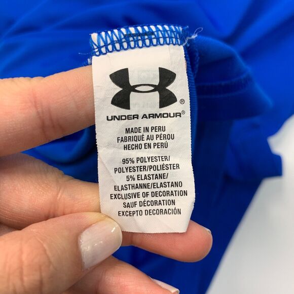 Under Armour Fishing Polo Shirt Mens XL Extra Large Blue HeatGear Sweat Wick - Picture 10 of 13